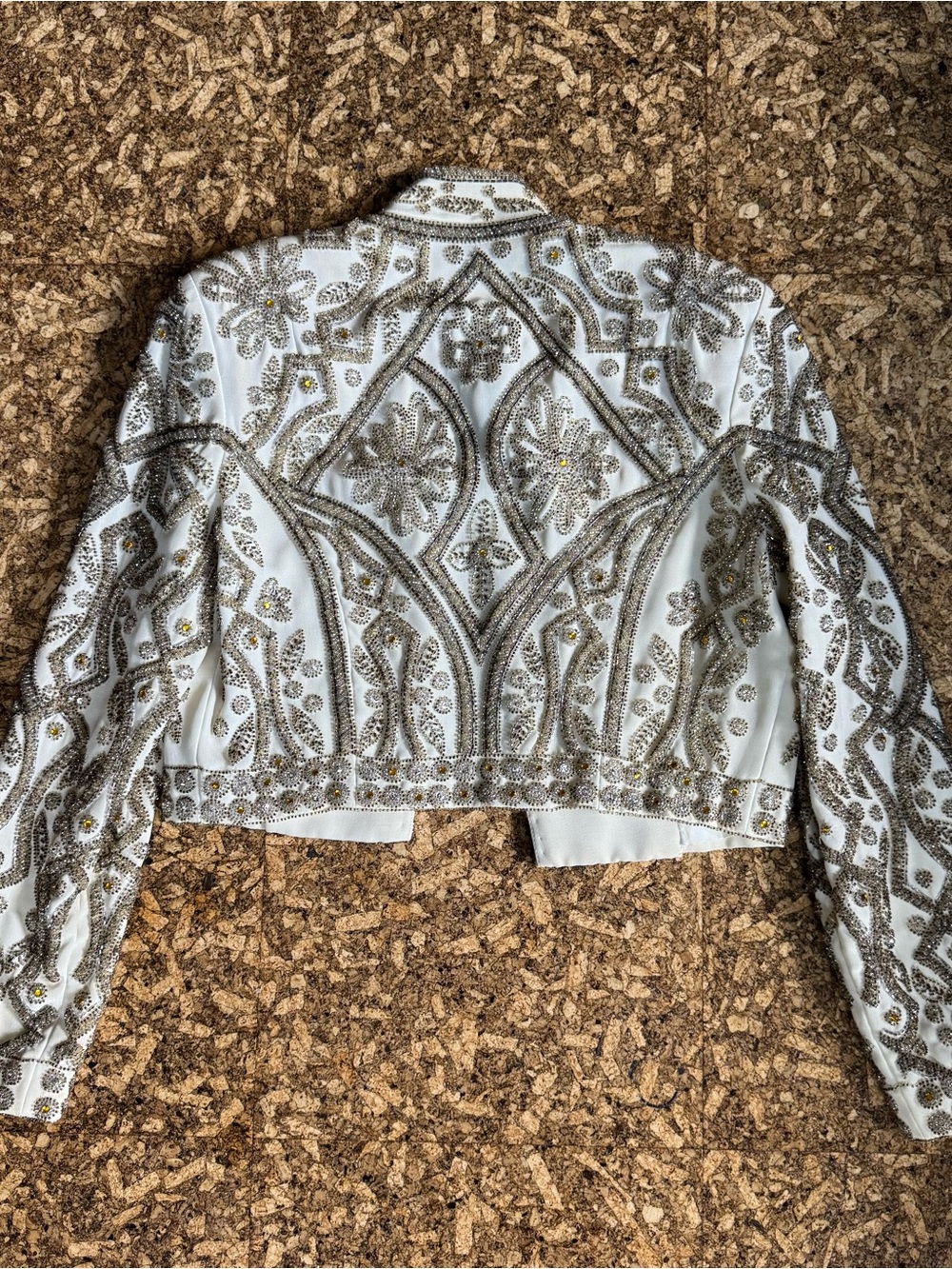 Cream and Gold Embellished Cropped Jacket - Picture 6 of 6